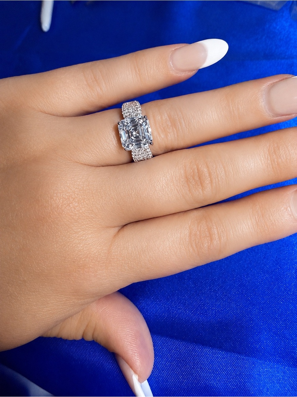 Asscher Cut Moissanite Ring